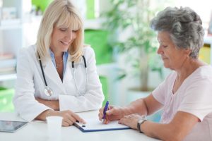 Patient consulting a doctor