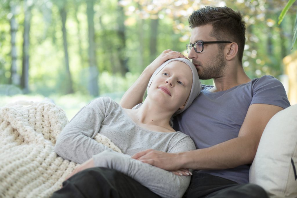 Woman with man breast cancer treatment